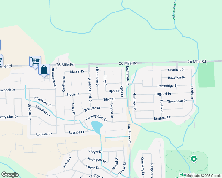 map of restaurants, bars, coffee shops, grocery stores, and more near 18410 Sapphire Drive in Macomb