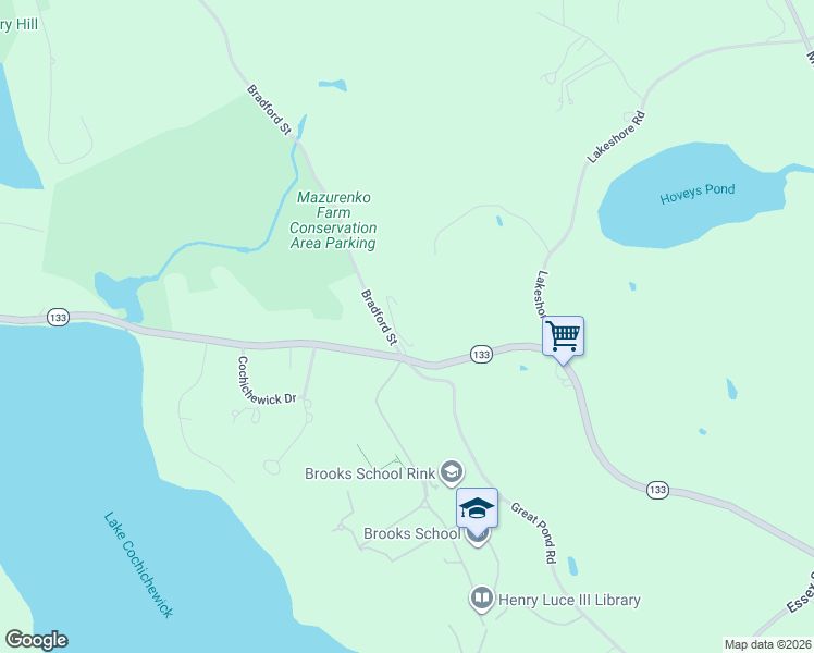 map of restaurants, bars, coffee shops, grocery stores, and more near 1405 Great Pond Road in North Andover