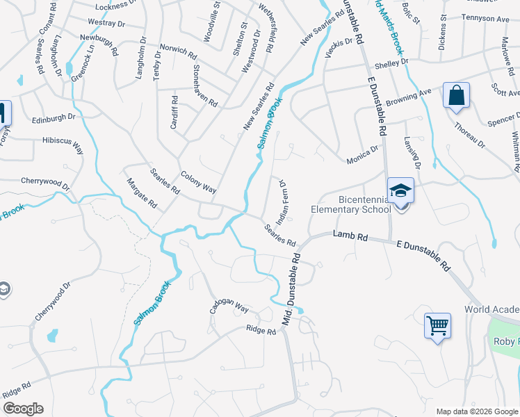 map of restaurants, bars, coffee shops, grocery stores, and more near 2 Salmon Brook Drive in Nashua