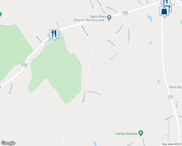 map of restaurants, bars, coffee shops, grocery stores, and more near 32 Baldpate Road in Georgetown