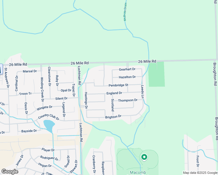 map of restaurants, bars, coffee shops, grocery stores, and more near 18994 Pembridge Street in Macomb