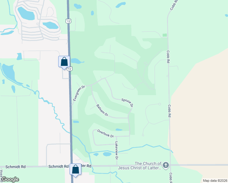 map of restaurants, bars, coffee shops, grocery stores, and more near N6122 Spruce Drive in Elkhorn