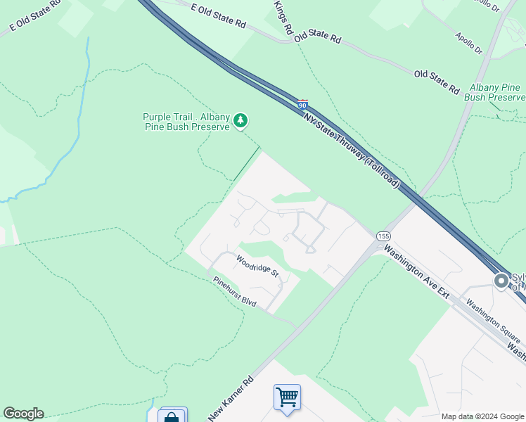 map of restaurants, bars, coffee shops, grocery stores, and more near 203 Point of Woods Drive in Albany