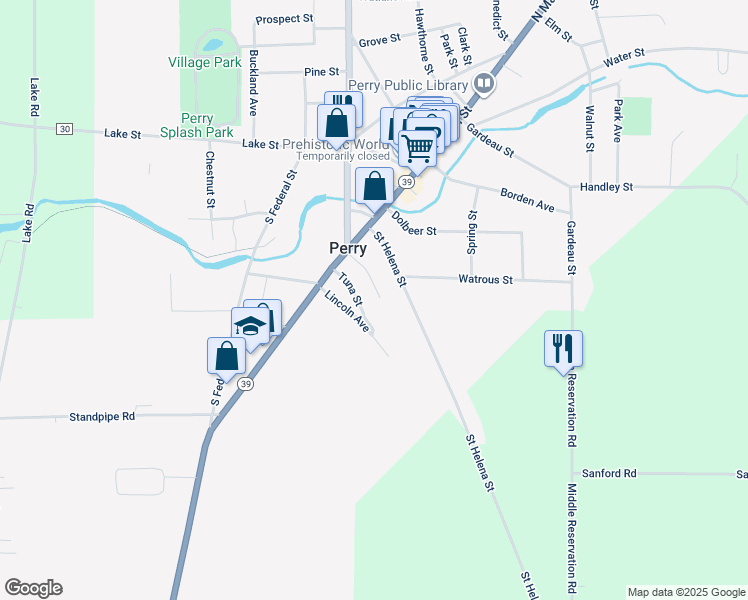 map of restaurants, bars, coffee shops, grocery stores, and more near 26 Bradford St in Perry