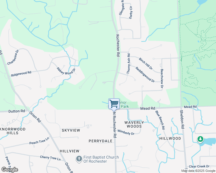 map of restaurants, bars, coffee shops, grocery stores, and more near 5780 North Rochester Road in Rochester