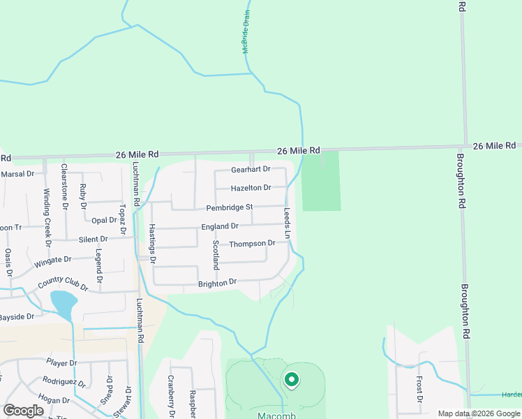 map of restaurants, bars, coffee shops, grocery stores, and more near 19192 Pembridge Street in Macomb