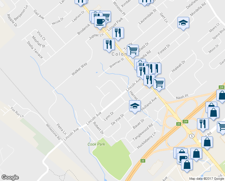 map of restaurants, bars, coffee shops, grocery stores, and more near 18 Ridge Terrace in Colonie
