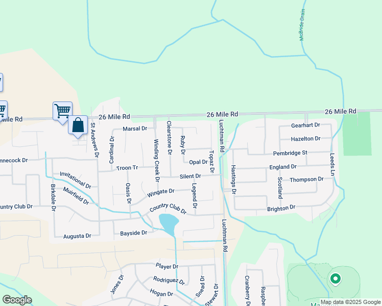 map of restaurants, bars, coffee shops, grocery stores, and more near 18410 Sapphire Drive in Macomb