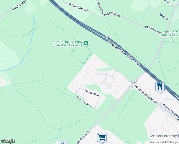 map of restaurants, bars, coffee shops, grocery stores, and more near 55 Georgetown Court in Albany