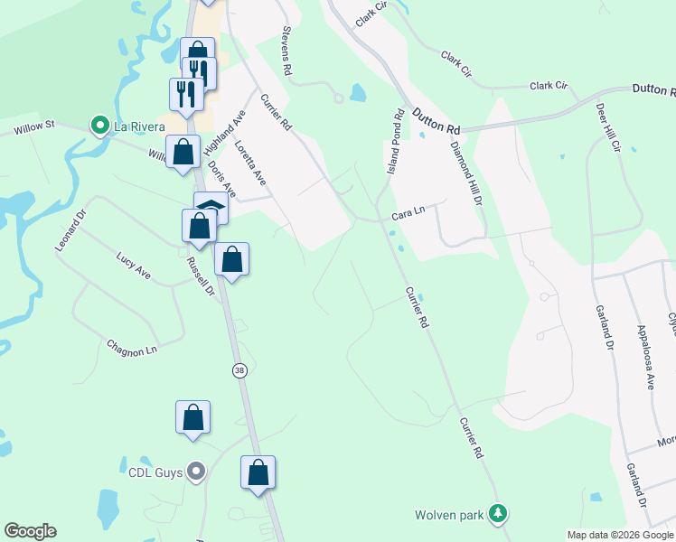 map of restaurants, bars, coffee shops, grocery stores, and more near 9 Peabody Lane in Pelham
