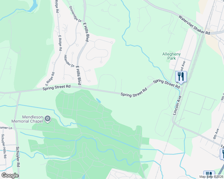 map of restaurants, bars, coffee shops, grocery stores, and more near 25 Sterling Ridge in Loudonville