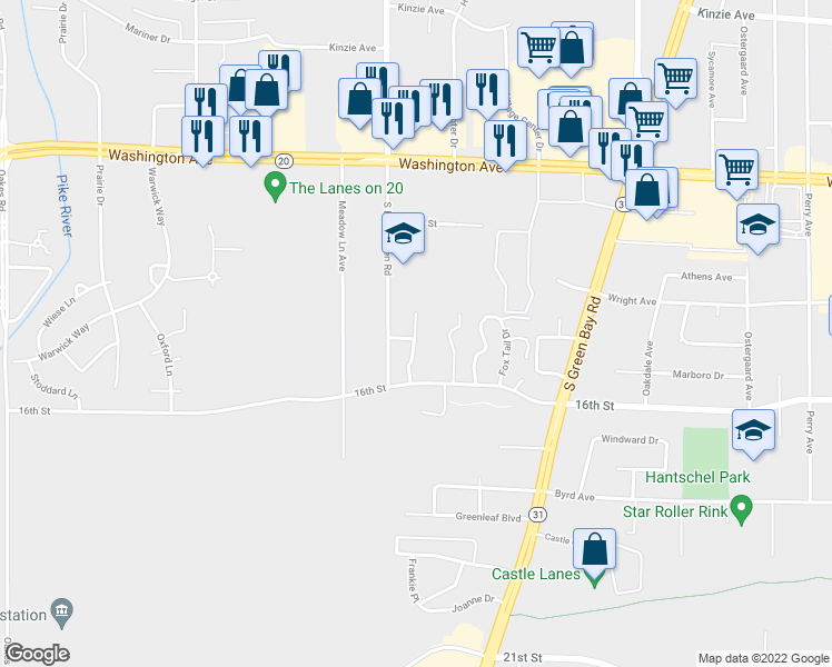 map of restaurants, bars, coffee shops, grocery stores, and more near 5940 16th Street in Mount Pleasant