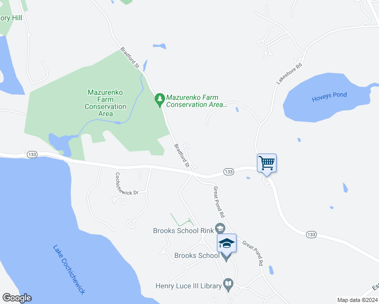 map of restaurants, bars, coffee shops, grocery stores, and more near 1405 Great Pond Road in North Andover