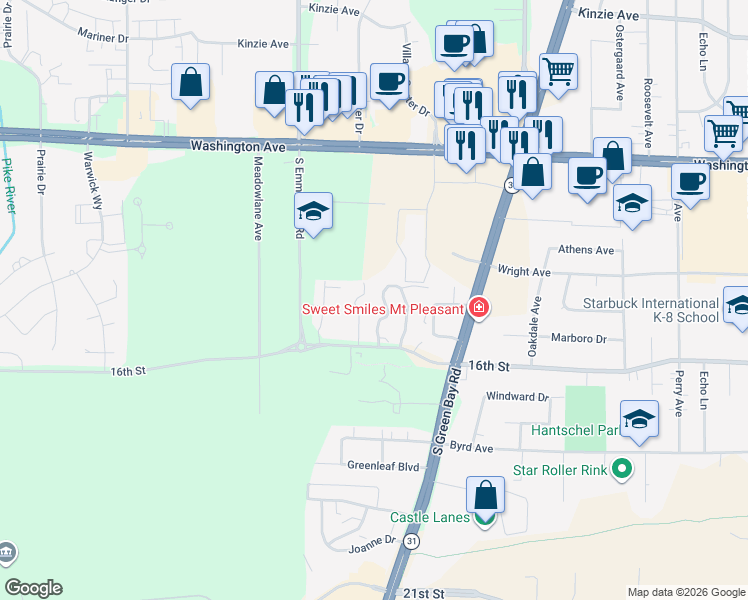 map of restaurants, bars, coffee shops, grocery stores, and more near 1414 Fox Tail Drive in Mount Pleasant