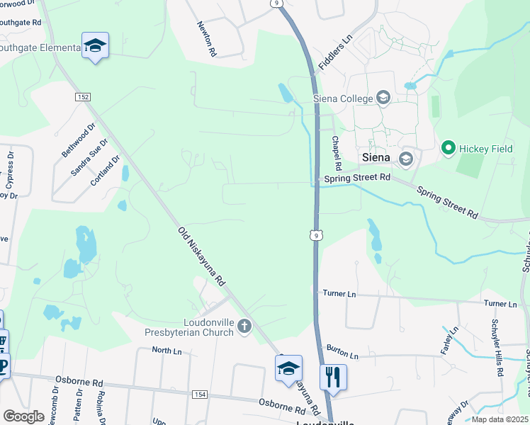 map of restaurants, bars, coffee shops, grocery stores, and more near 498 Loudon Road in Albany
