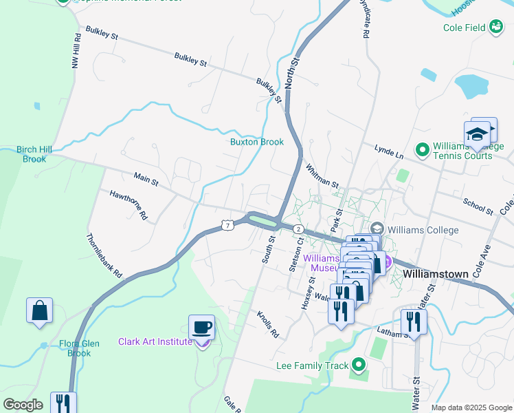 map of restaurants, bars, coffee shops, grocery stores, and more near 1090 Main Street in Williamstown
