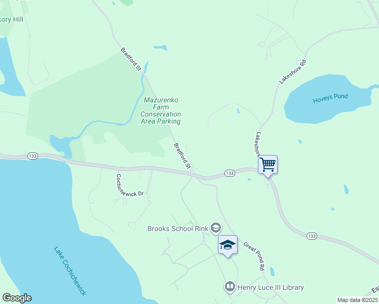 map of restaurants, bars, coffee shops, grocery stores, and more near 1427 Great Pond Road in North Andover