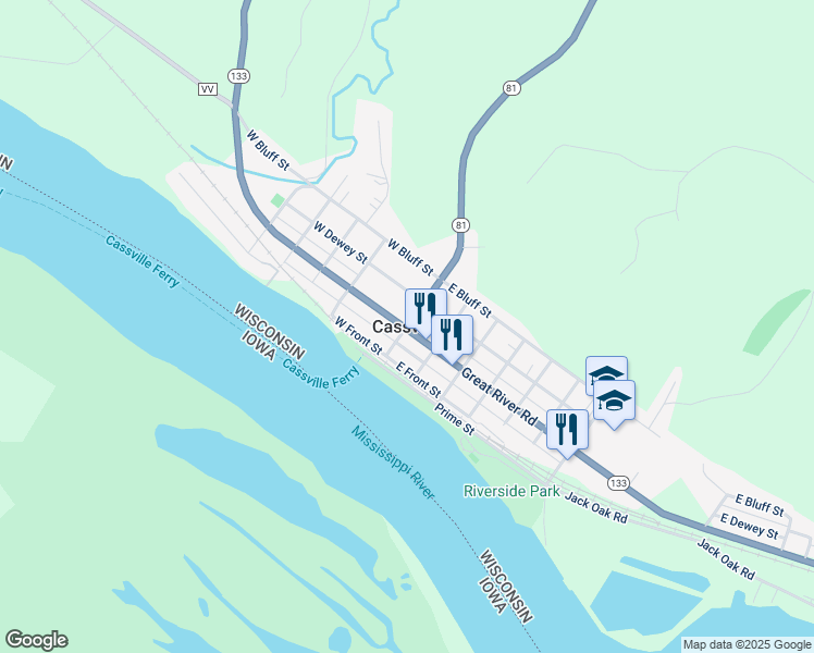 map of restaurants, bars, coffee shops, grocery stores, and more near in Cassville