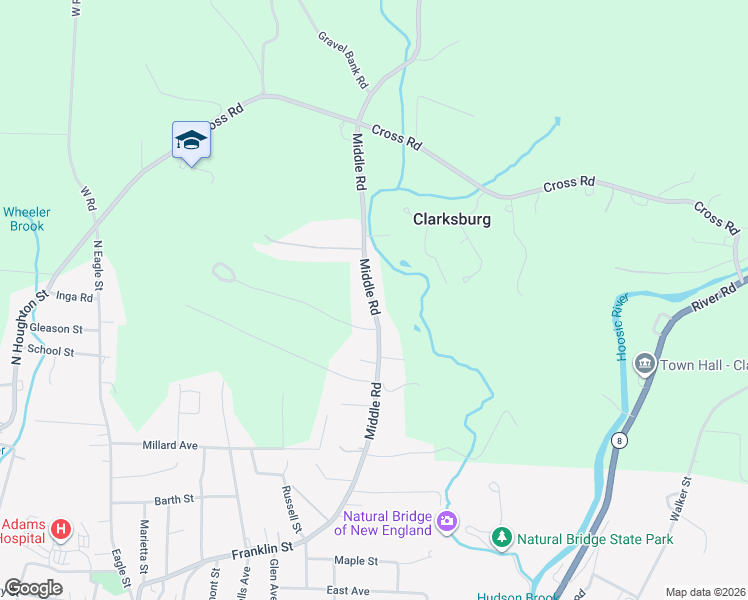 map of restaurants, bars, coffee shops, grocery stores, and more near 178 Middle Rd in North Adams
