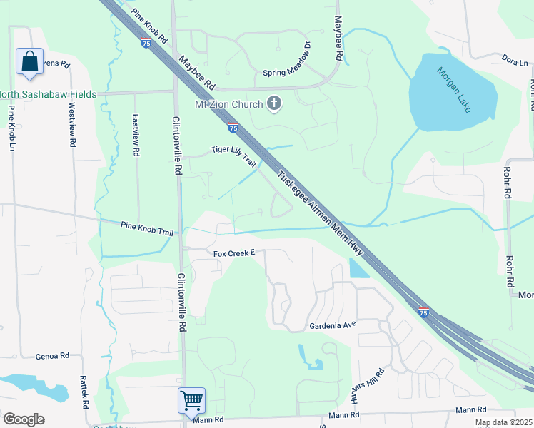 map of restaurants, bars, coffee shops, grocery stores, and more near 4905 Fox Creek in Independence charter Township