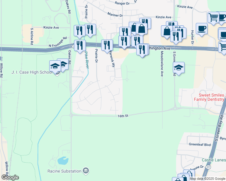 map of restaurants, bars, coffee shops, grocery stores, and more near 1517 Oxford Lane in Mount Pleasant
