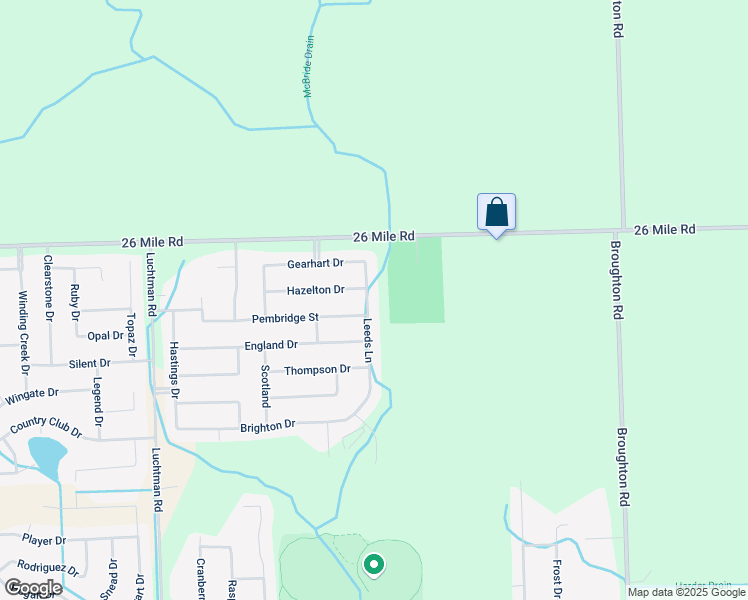 map of restaurants, bars, coffee shops, grocery stores, and more near 19262 Pembridge Street in Macomb