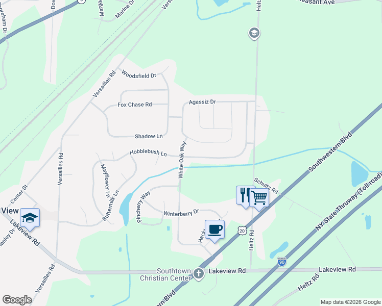 map of restaurants, bars, coffee shops, grocery stores, and more near 2329 Hobble Bush Lane in Lake View