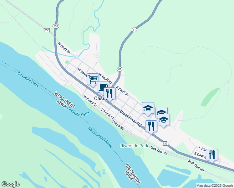 map of restaurants, bars, coffee shops, grocery stores, and more near in Cassville