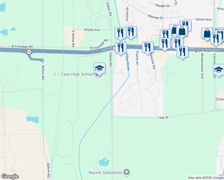 map of restaurants, bars, coffee shops, grocery stores, and more near 1435 Oakes Road in Mount Pleasant