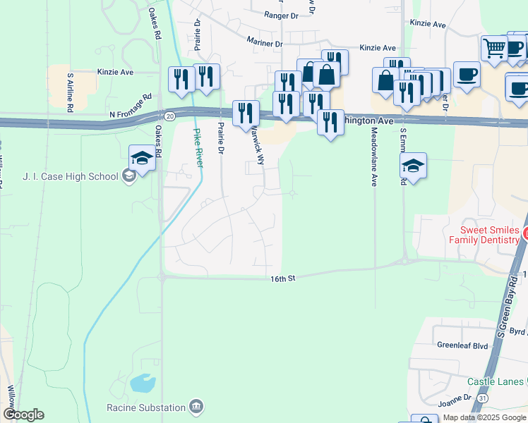 map of restaurants, bars, coffee shops, grocery stores, and more near 1435 Warwick Way in Mount Pleasant