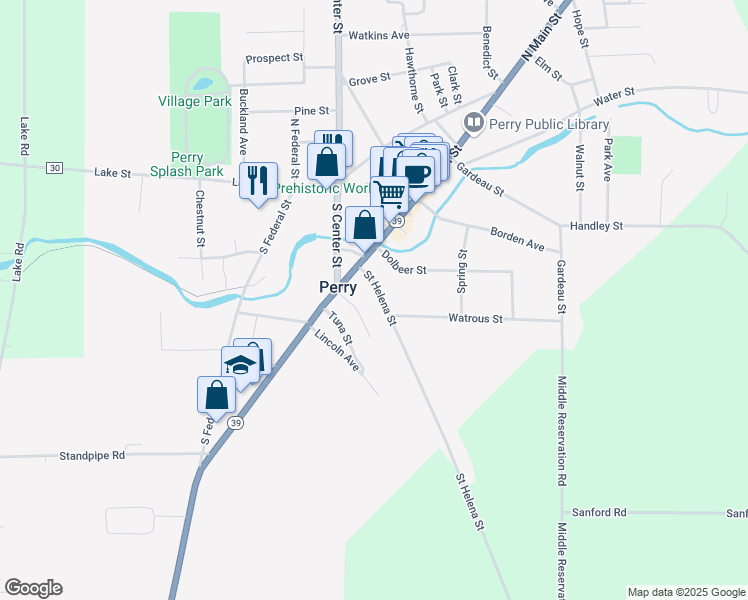 map of restaurants, bars, coffee shops, grocery stores, and more near 10-12 Saint Helena Street in Perry