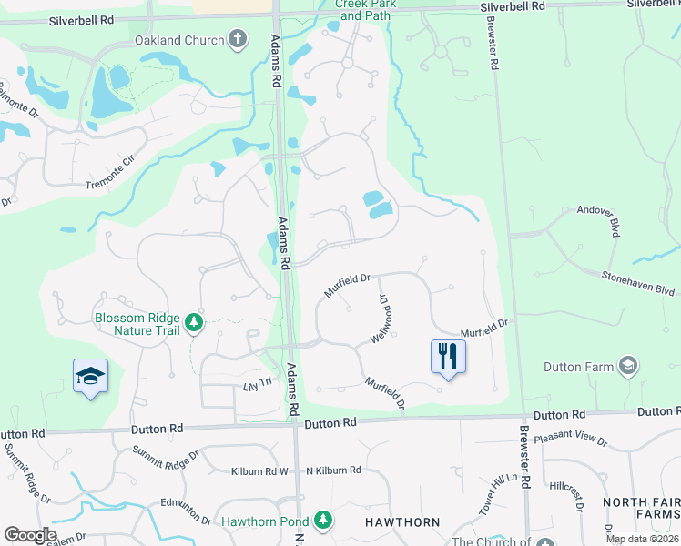 map of restaurants, bars, coffee shops, grocery stores, and more near 5706 Murfield Drive in Rochester