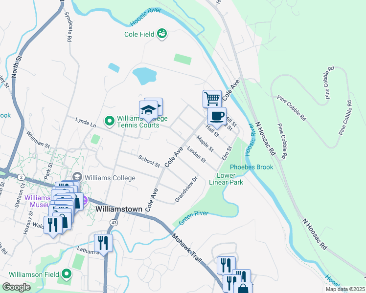 map of restaurants, bars, coffee shops, grocery stores, and more near 175 Cole Avenue in Williamstown