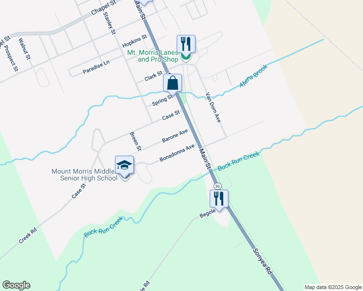 map of restaurants, bars, coffee shops, grocery stores, and more near 5 Bonadonna Avenue in Mount Morris