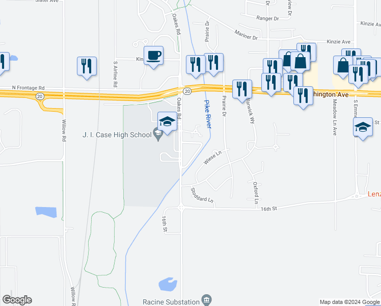 map of restaurants, bars, coffee shops, grocery stores, and more near 1435 Oakes Road in Mount Pleasant