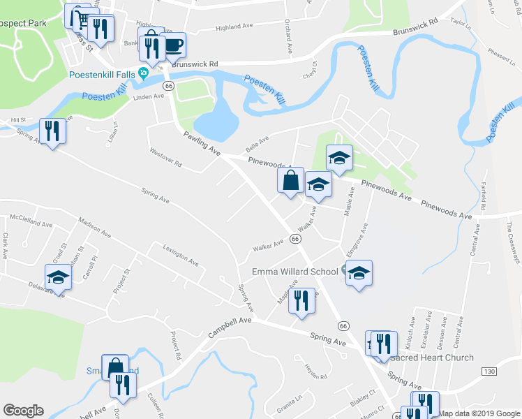 map of restaurants, bars, coffee shops, grocery stores, and more near 198 Pawling Avenue in Troy