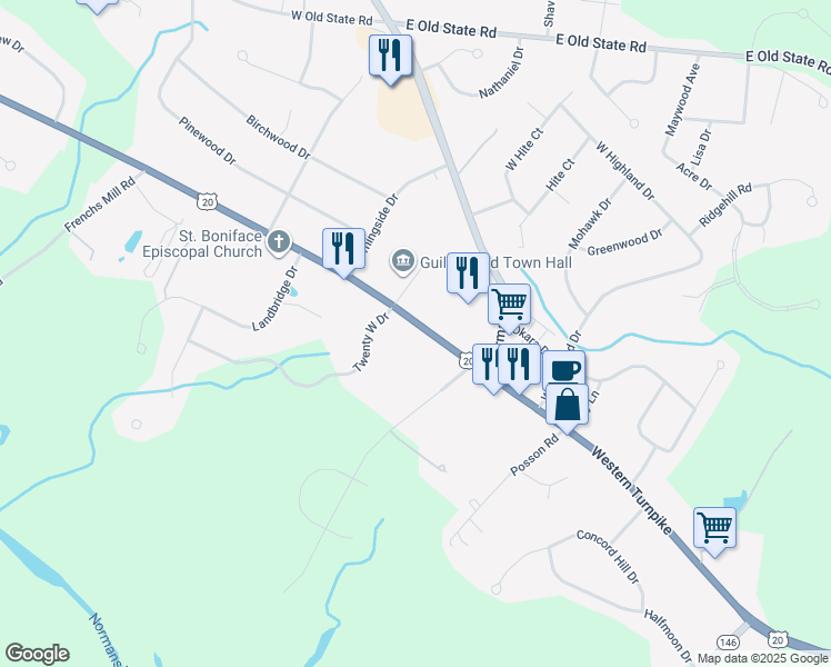 map of restaurants, bars, coffee shops, grocery stores, and more near 5220 Western Turnpike in Altamont