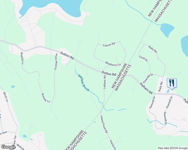 map of restaurants, bars, coffee shops, grocery stores, and more near 126 Dutton Road in Pelham