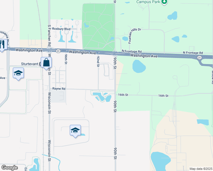 map of restaurants, bars, coffee shops, grocery stores, and more near in Sturtevant