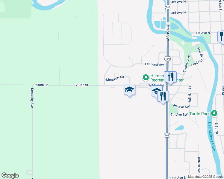 map of restaurants, bars, coffee shops, grocery stores, and more near 1708 Wildcat Road in Humboldt
