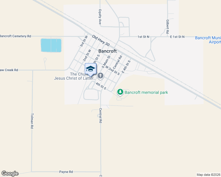 map of restaurants, bars, coffee shops, grocery stores, and more near in Bancroft