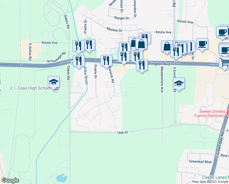 map of restaurants, bars, coffee shops, grocery stores, and more near 1435 Warwick Way in Mount Pleasant