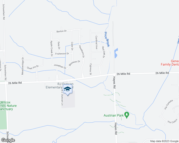 map of restaurants, bars, coffee shops, grocery stores, and more near 57163 Cypress Street in Macomb County