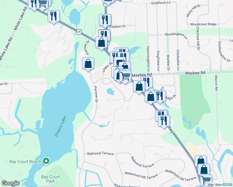 map of restaurants, bars, coffee shops, grocery stores, and more near 6643 Dixie Highway in Clarkston