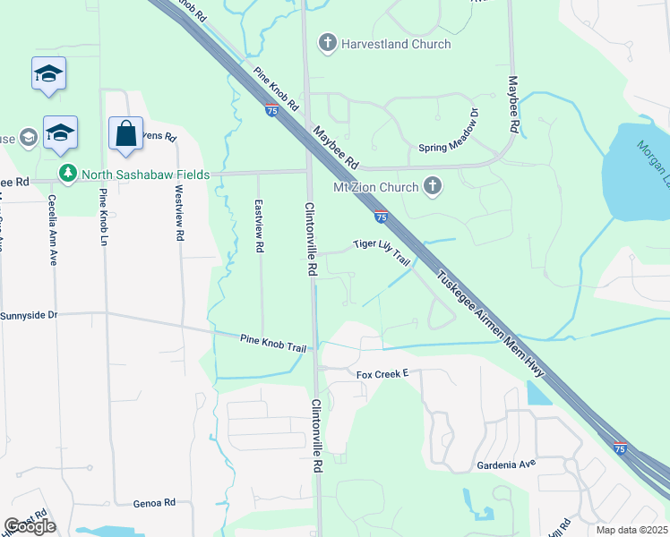 map of restaurants, bars, coffee shops, grocery stores, and more near 4651 Tiger Lily Trail in Independence charter Township