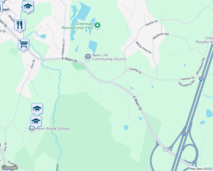 map of restaurants, bars, coffee shops, grocery stores, and more near 225 East Main Street in Georgetown
