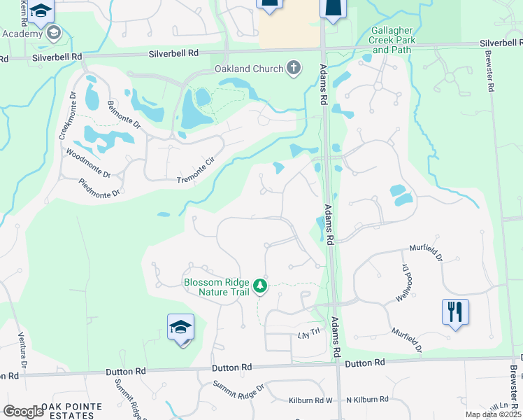 map of restaurants, bars, coffee shops, grocery stores, and more near 5572 Kirkridge Trail in Oakland charter Township
