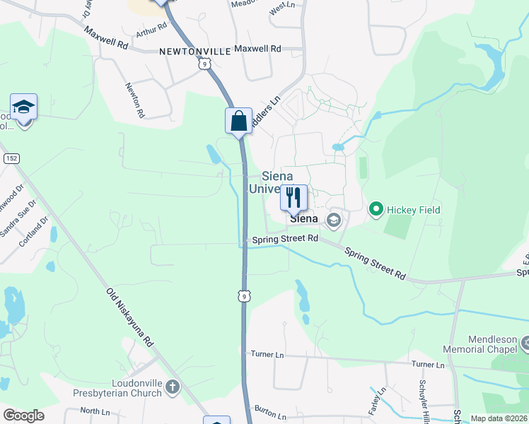 map of restaurants, bars, coffee shops, grocery stores, and more near Chapel Road in Latham