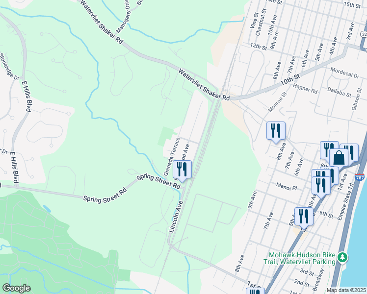 map of restaurants, bars, coffee shops, grocery stores, and more near 34 Homewood Avenue in Watervliet