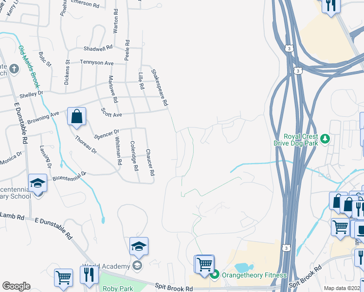 map of restaurants, bars, coffee shops, grocery stores, and more near 8 Digital Drive in Nashua